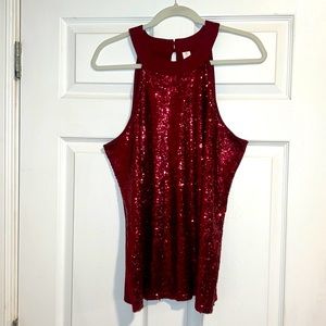 Maroon Sequined tank top